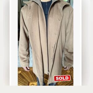 Sanyo Men’s Tan Angora Wool/Silk/Cashmere Coat SzXLT